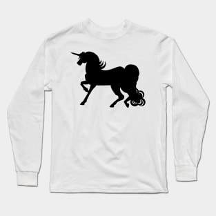 Black Unicorn Silhouette Long Sleeve T-Shirt